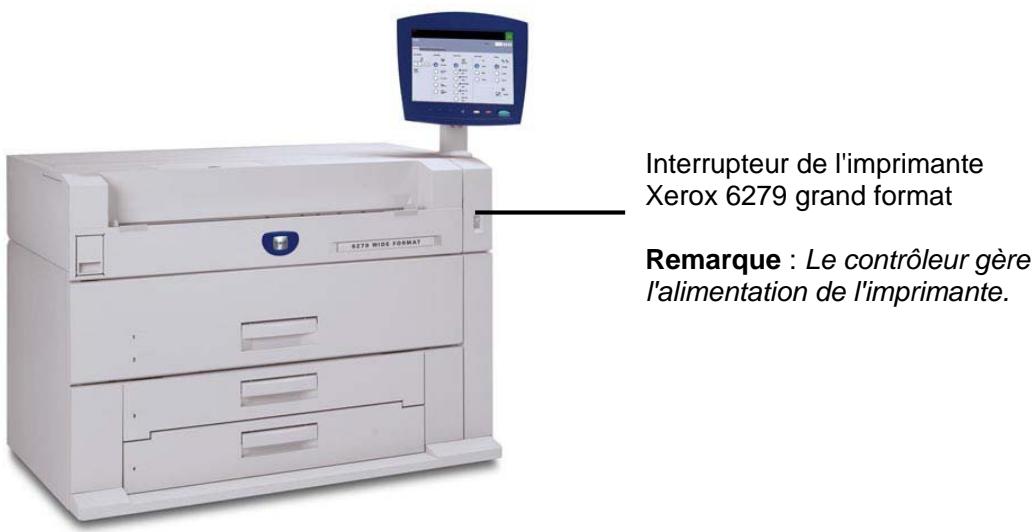 XEROX 6030 - Mise sous tension de l'imprimante et du contrôleur (PUN, YKE, YKE-N, FRX et LVX) - 6