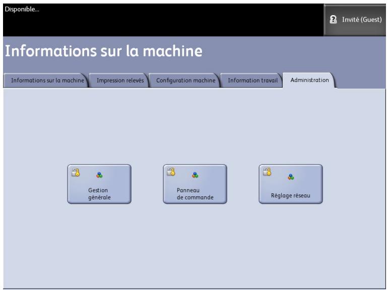 XEROX 6279 - Accès à l'onglet Administration - 1