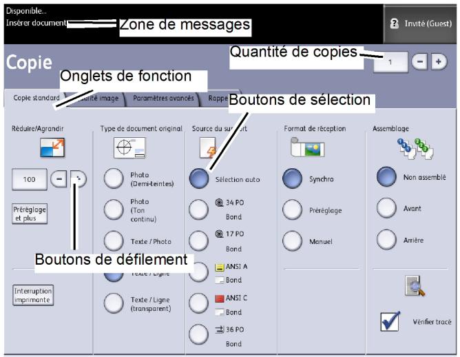 XEROX 6279 - Caracteristiques et fonctions de l'écran tactile - 1