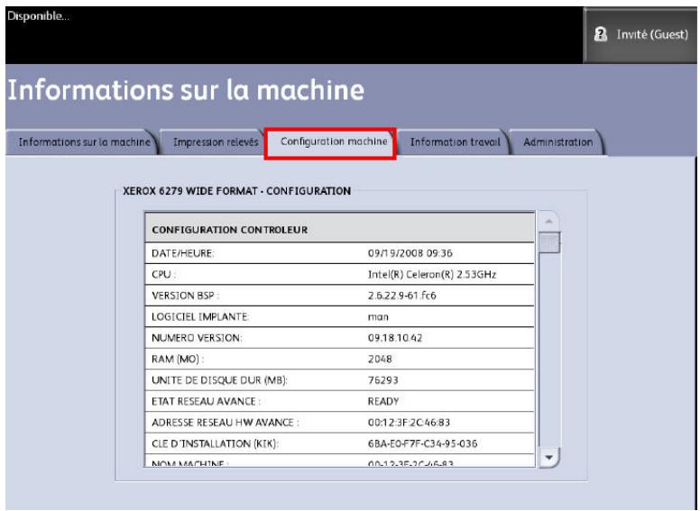 XEROX 6279 - Accès à l'onglet Configuration machine - 1