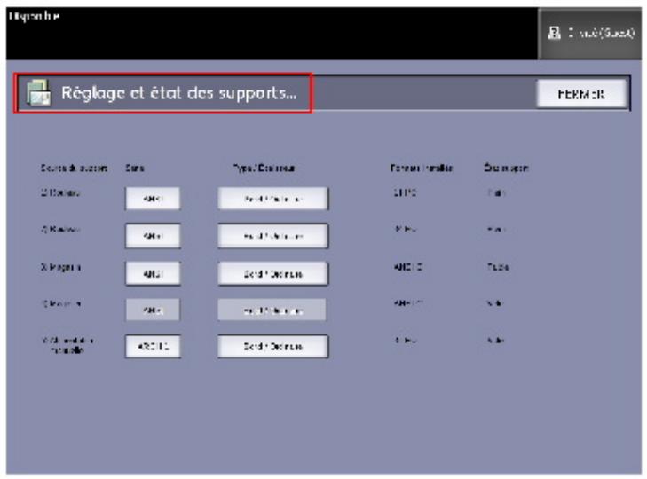 XEROX 6279 - Accès aux réglages du support - 1