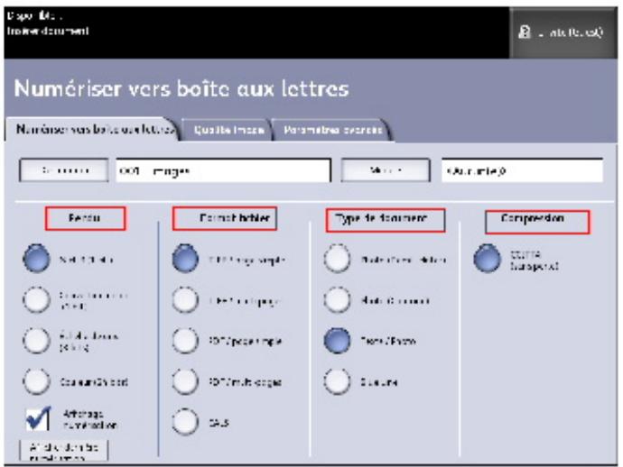 XEROX 6604 - Étape 2 : Sélection des fonctions de numérisation vers une boîte aux lettres - 1