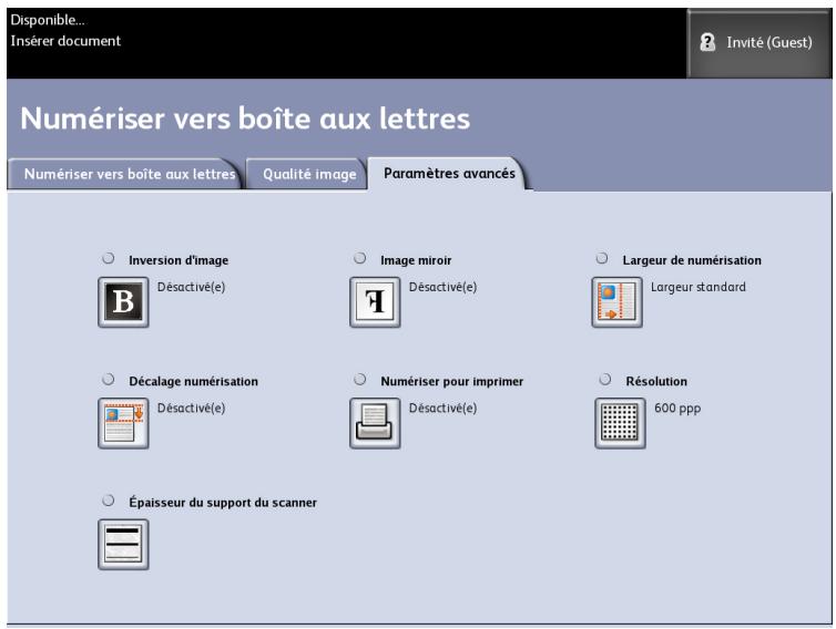 XEROX 6604 - Sélectionner l'onglet Paramètres avancés. - 1