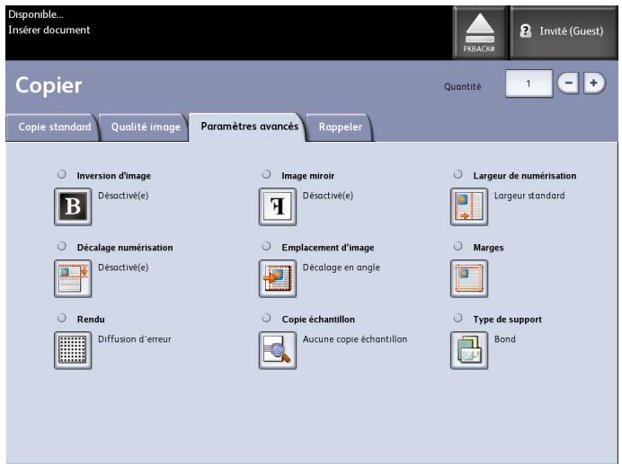 XEROX 6604 - Configuration des sélections de Paramètres avancés - 1