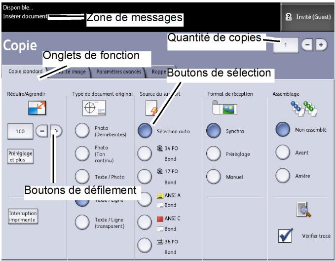 XEROX 6605 - Caracteristiques et fonctions de l'écran tactile - 1