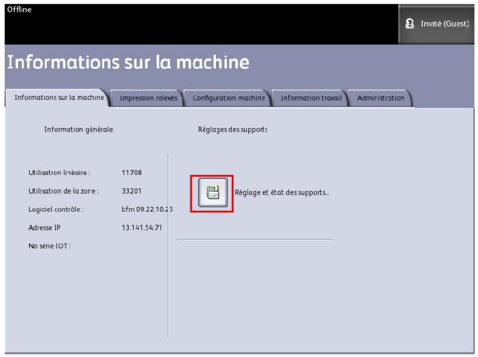 XEROX 6605 - Accès aux réglages du support - 1