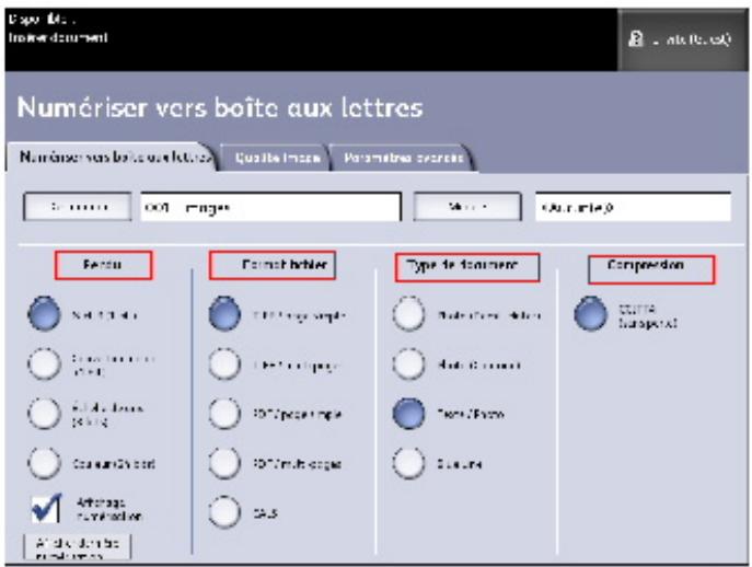 XEROX 6605 - Étape 2 : Sélection des fonctions de numérisation vers une boîte aux lettres - 1