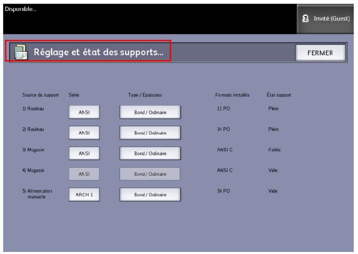 XEROX 6605 - Réglage et état des supports - 3