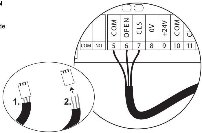CHAMBERLAIN CB224 - CONEXION DE LOS CABLES PARA EL INTERRUPTOR DE FIN DE CARRERA - 1