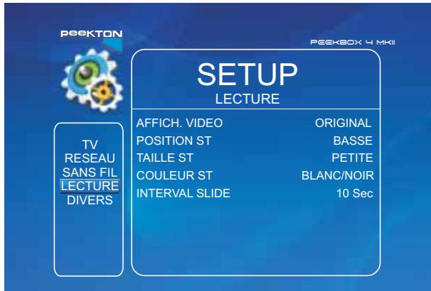 PEEKTON PEEKBOX 4 MKII - Menu SETUP - Lecture des fichiers - 2