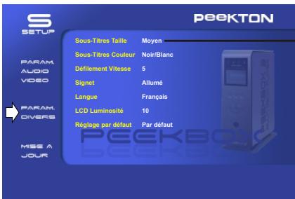 PEEKTON PEEKBOX 2 - PARAMETRES DIVERS - 1