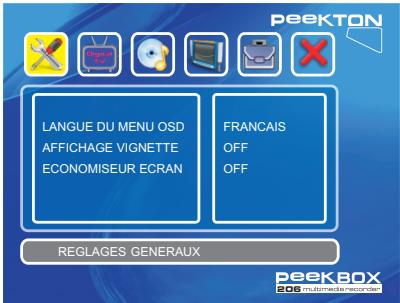 PEEKTON PEEKBOX 206 - Menu de configuration - 1