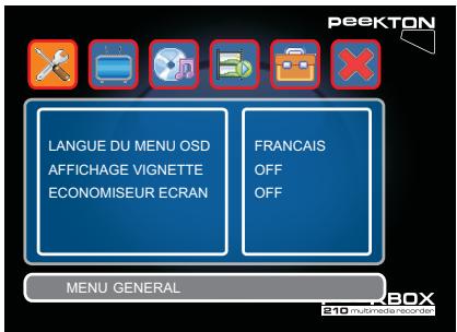 PEEKTON PEEKBOX 210 - Menu de configuration - 1