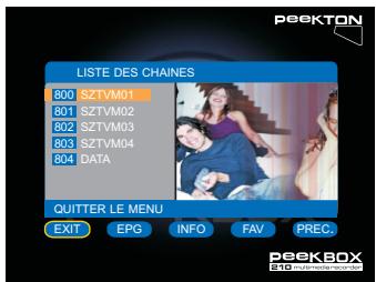 PEEKTON PEEKBOX 210 - Menu TNT - 2