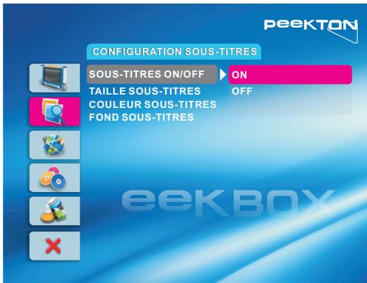 PEEKTON PEEKBOX 22 - Configuration Sous-titres - 1