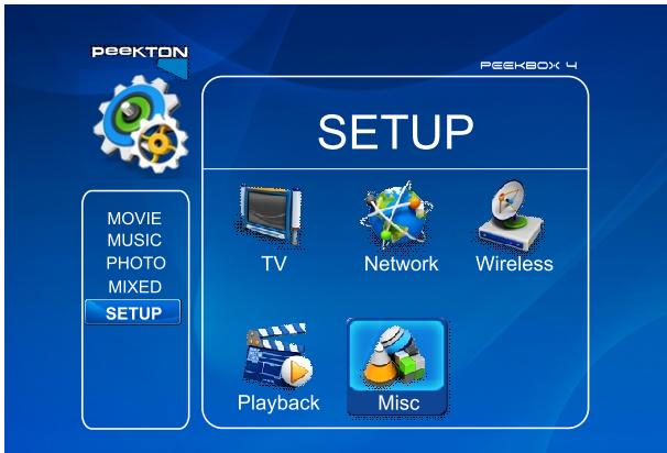 PEEKTON PEEKBOX 4 - Menu SETUP - divers - 1