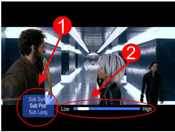 PEEKTON PEEKBOX 4 - Position des sous-titres (SUB POS) : change la position de l'affichage des sous-titres - 1