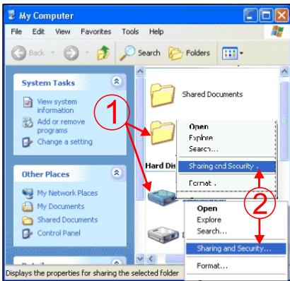 PEEKTON PEEKBOX 4 - Partage des dossiers / des disques durs sous windows XP - 1