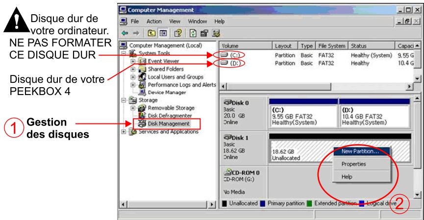 PEEKTON PEEKBOX 4 - Sous windows 2000 / XP (suite) - 1