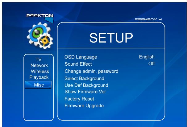 PEEKTON PEEKBOX 4 - Menu SETUP - divers - 3
