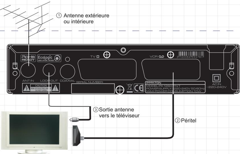 PEEKTON PK 1260 TNT - Raccordement à votre télévisueur - 1