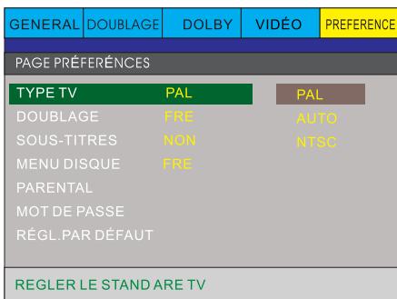 PEEKTON PK 6740 HDMI - Sélection du type de standard TV - 1