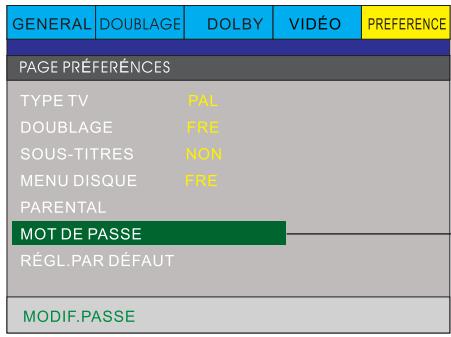 PEEKTON PK 6740 HDMI - Page REGLAGES mot de passer - 1