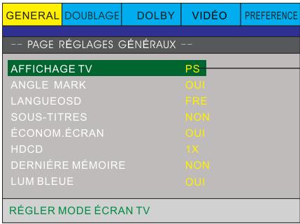 PEEKTON PK 6740 HDMI - Configuration des menus - 1