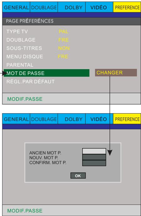PEEKTON PK 6740 HDMI - Page REGLAGES mot de passer - 2