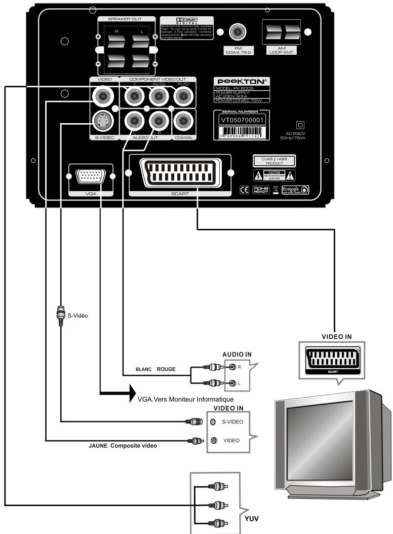 PEEKTON PK 8005 - Raccordement à votre télévisueur - 1