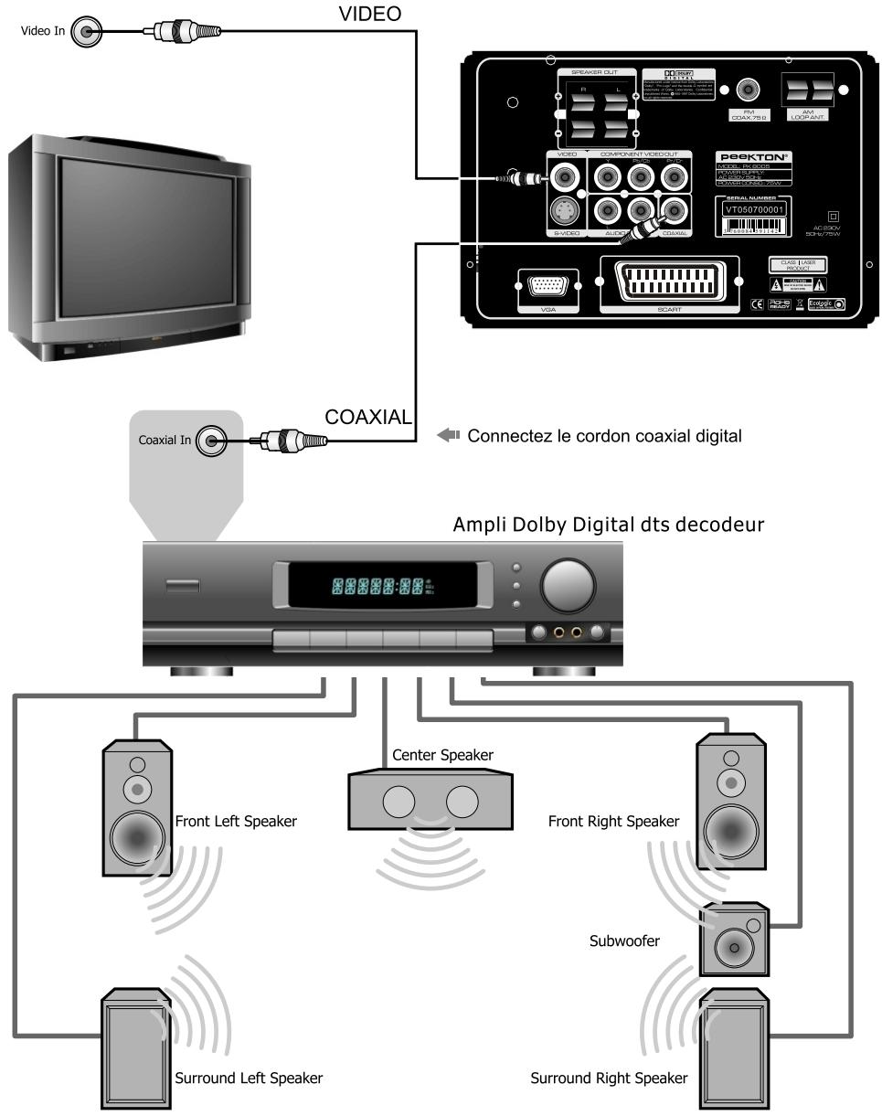 PEEKTON PK 8005 - Raccordement à un ampli DTS ou Dolby Digital - 1