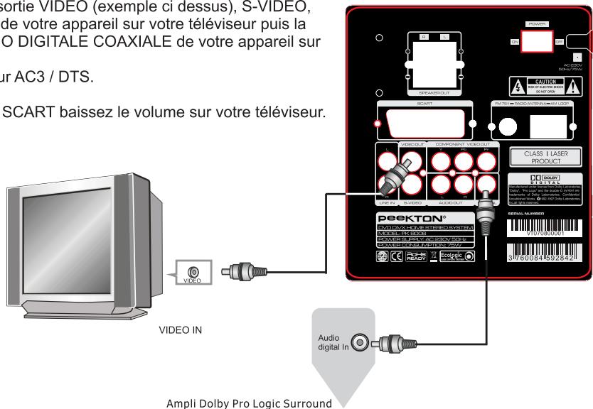 PEEKTON PK 8006 - Raccordement à un système Ac3 ou DTS - 1