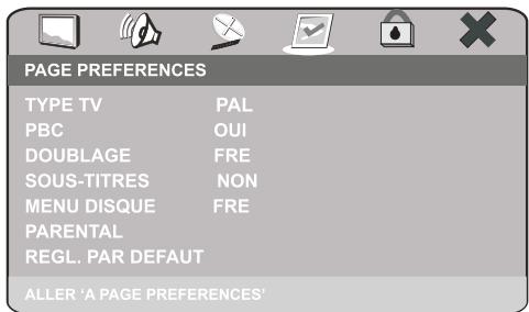 PEEKTON PK 8006 - Menu PREFERENCES - 1