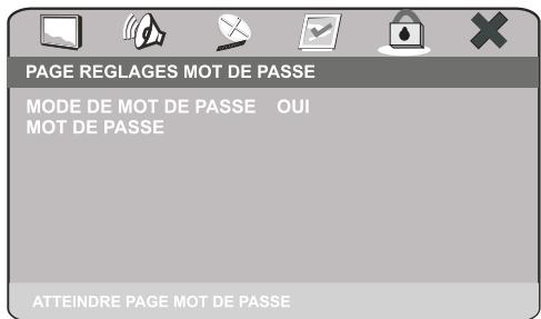 PEEKTON PK 8006 - Menu REGLAGES MOT DE PASSE - 1
