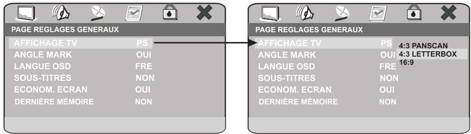 PEEKTON PK 8006 - Page réglages généraux - 1