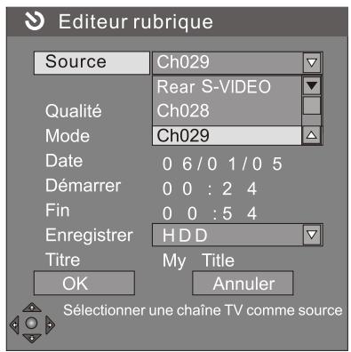 PEEKTON PK 9905 HDD - Configurez la source d'entrée - 1