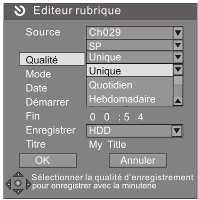 PEEKTON PK 9905 HDD 160GO - Réglage de la date d'enregistrement - 1