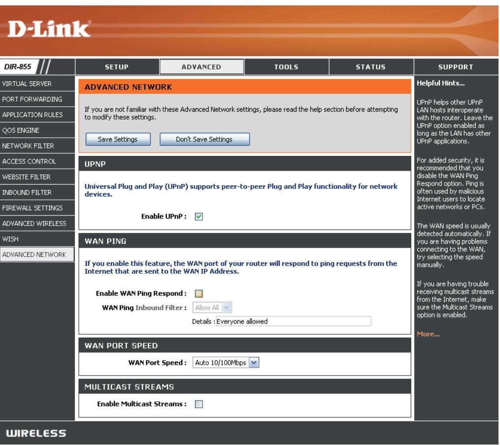 D-LINK DIR-855 - Paramètres réseau avances - 1