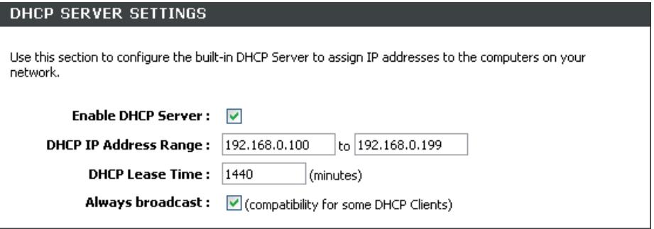 D-LINK DIR-855 - DHCPSERVER SETTINGS - 1