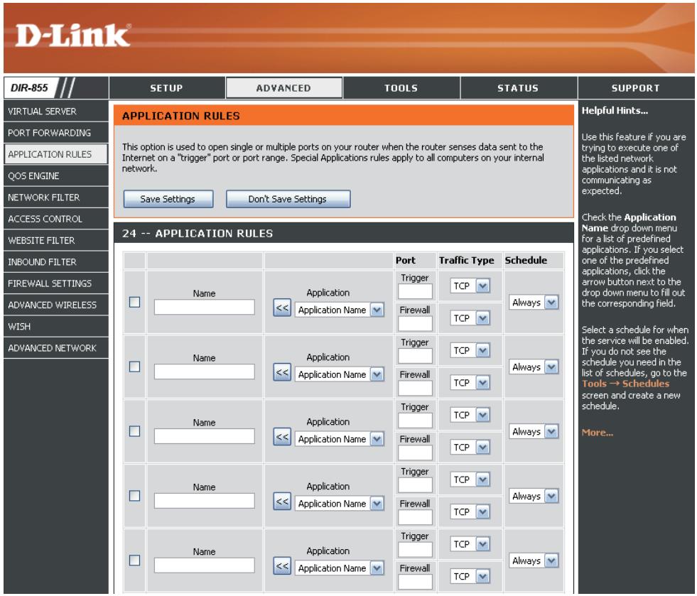 D-LINK DIR-855 - Règles d'application - 1