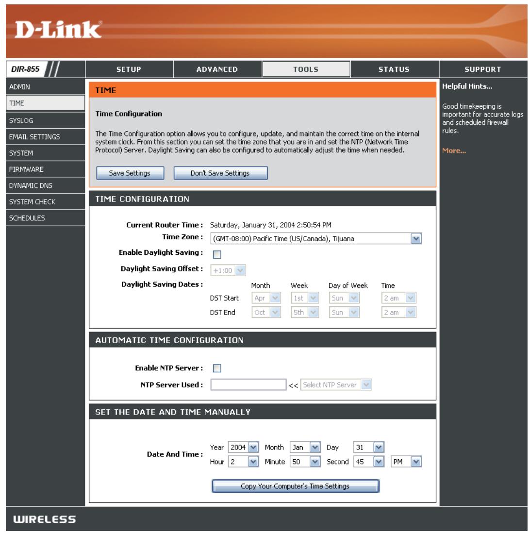 D-LINK DIR-855 - Paramètres horaires - 1