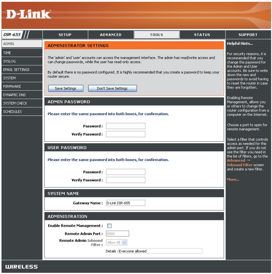 D-LINK DIR-855 - Paramètres administrateur - 1