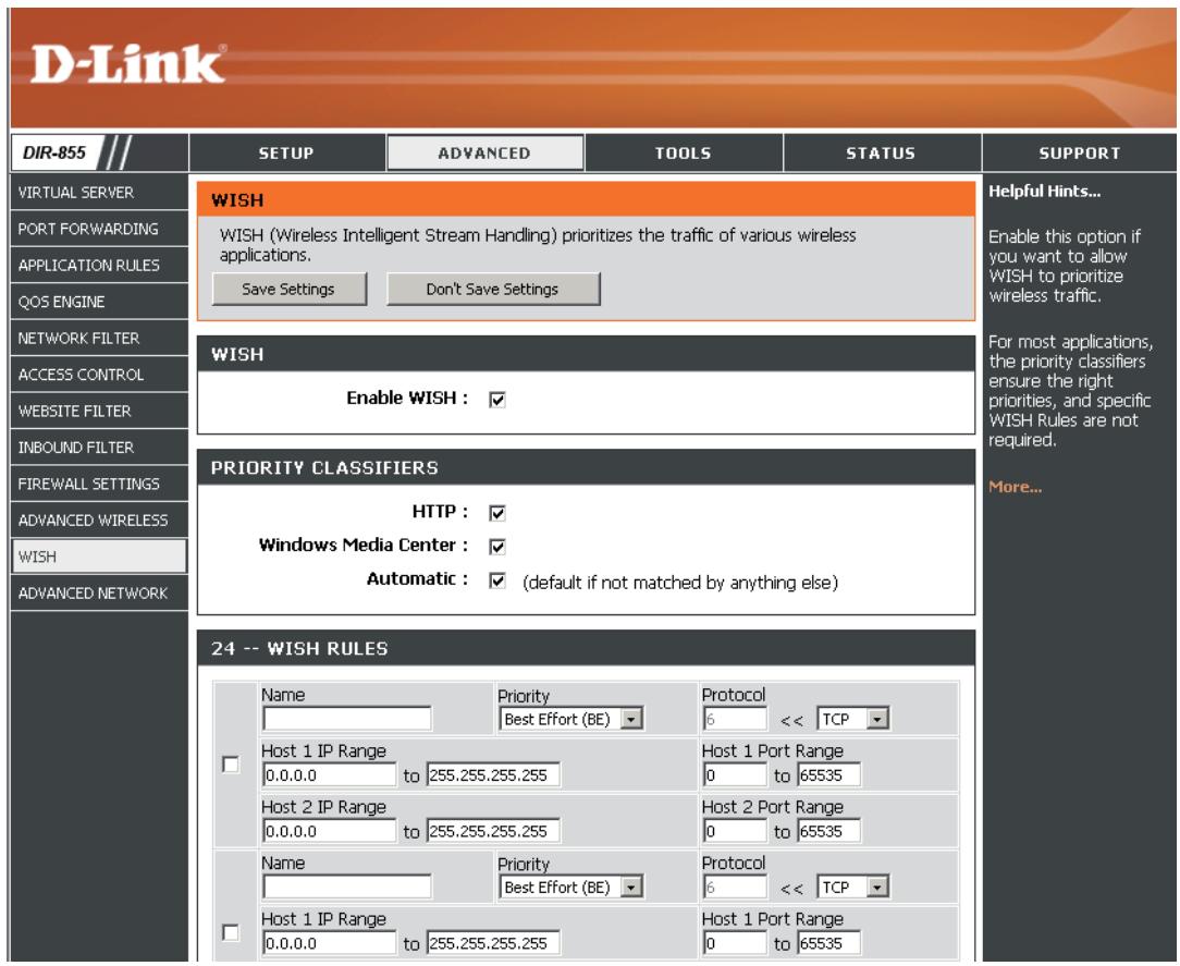 D-LINK DIR-855 - Paramètres de WISH - 1