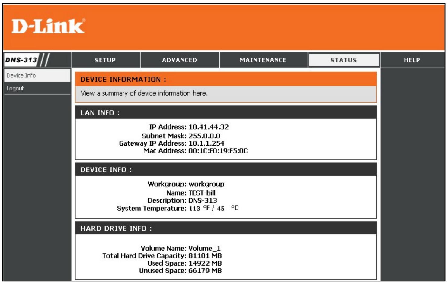 D-LINK DNS-313 - État - 1