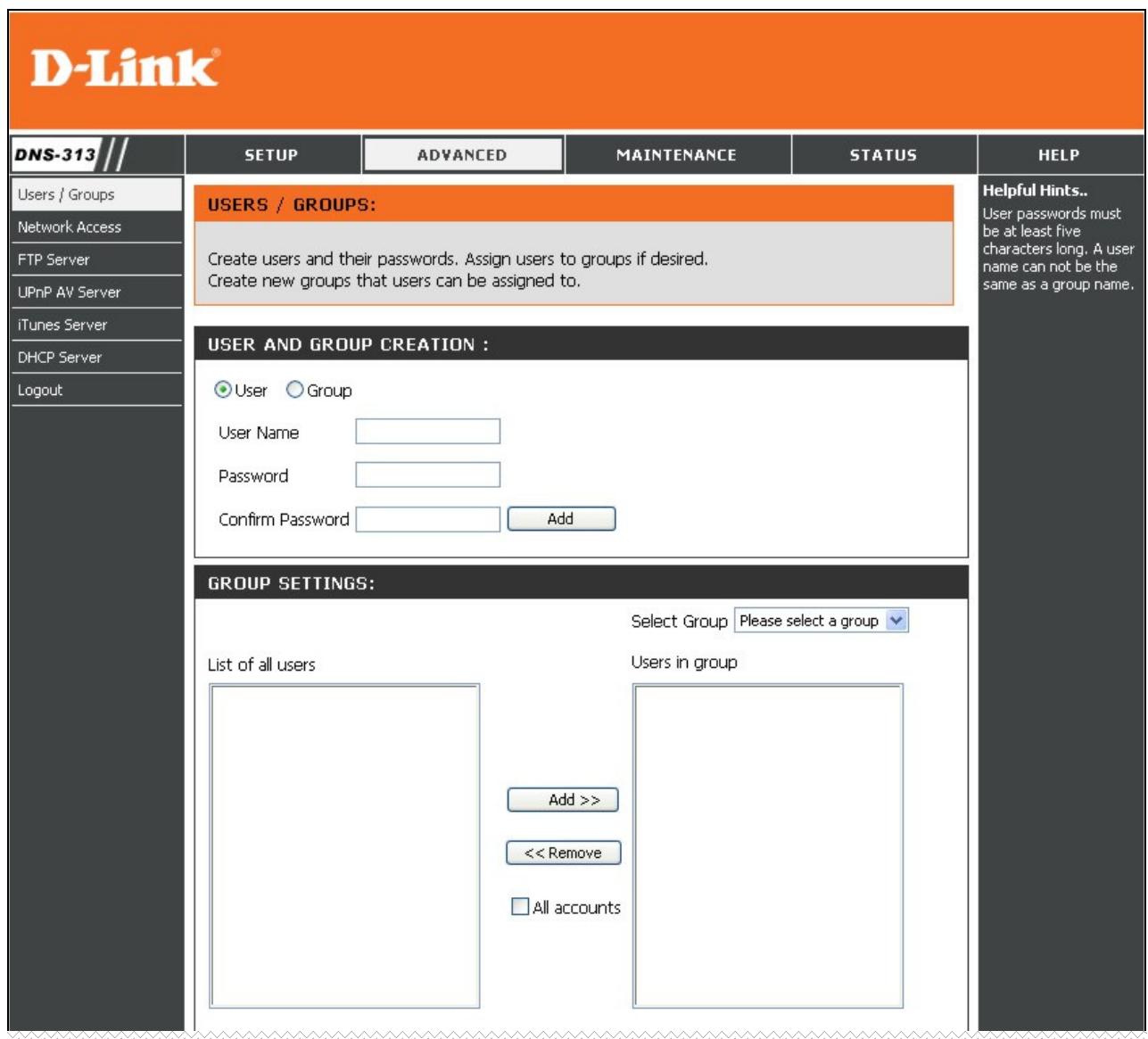 D-LINK DNS-313 - Configuration avancée - 1