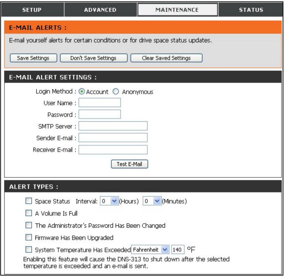 D-LINK DNS-313 - Alertes électroniques - 1