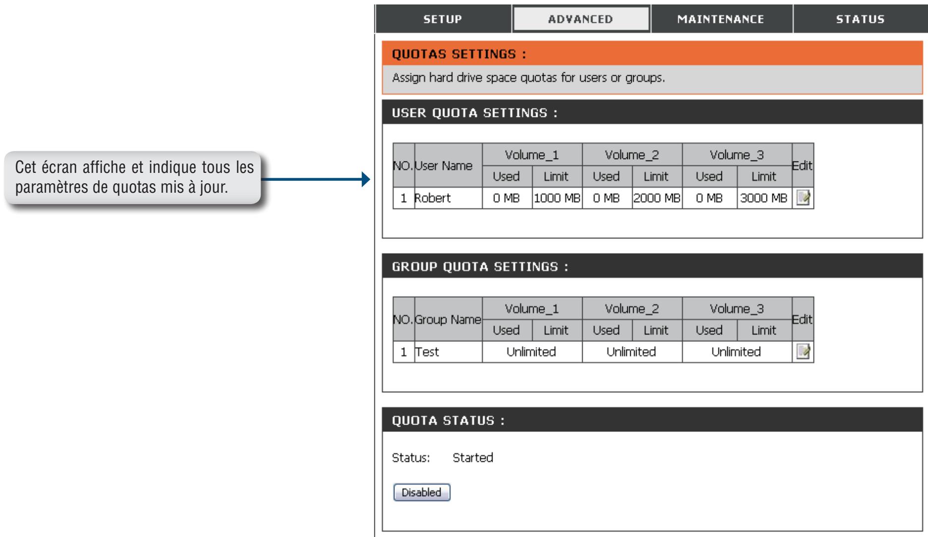 D-LINK DNS-343 - Configuration des quotas - 2
