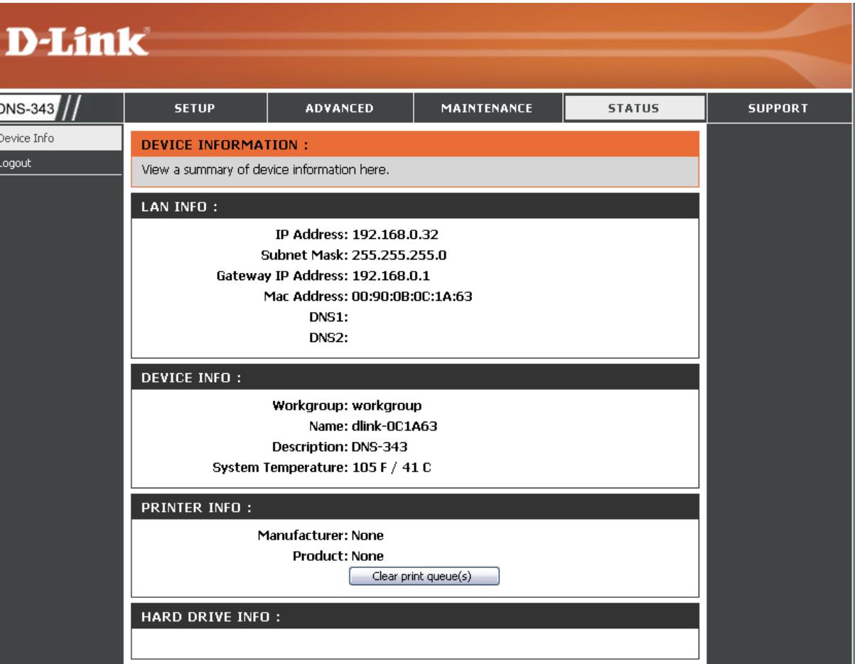 D-LINK DNS-343 - Informations sur le périphérique - 1