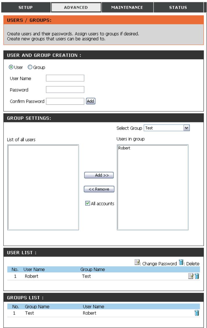 D-LINK DNS-343 - Utilisateurs et groupes - 1