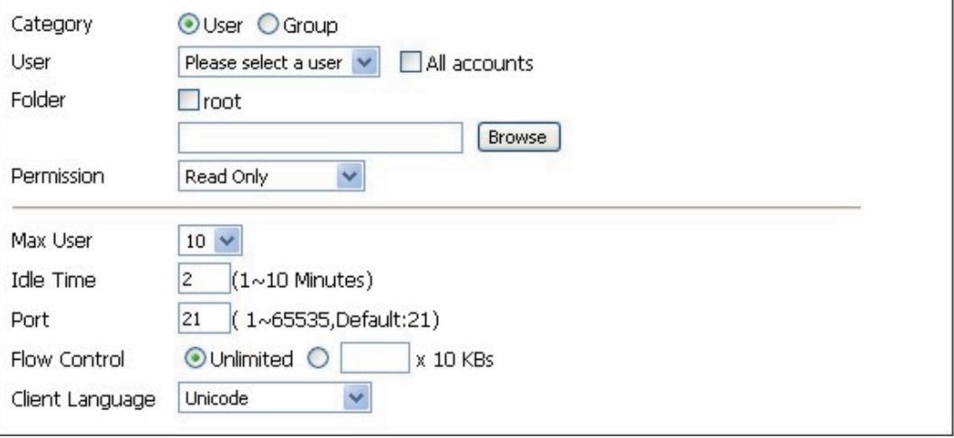 D-LINK DNS-343 - Serveur FTP paramètres du serveur FTP - 1